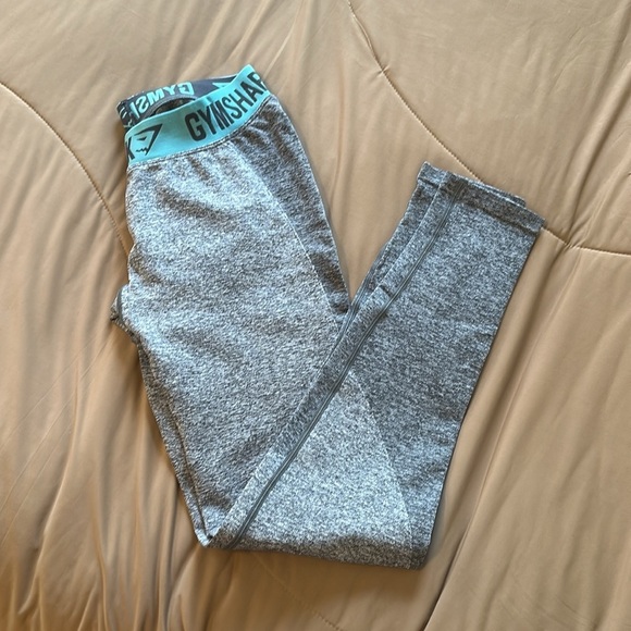 Gymshark Flex Leggings - Charcoal Grey Marl/Blue - Size Medium - Picture 5 of 6